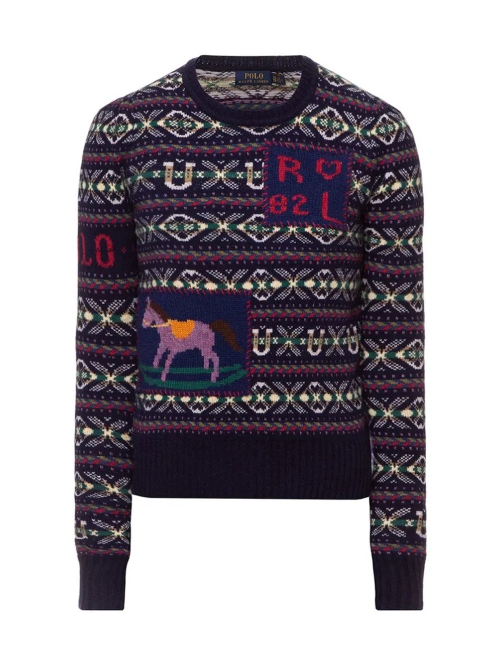 Polo by Ralph Lauren Navy Multicolor Fair Isle Crewneck Sweater